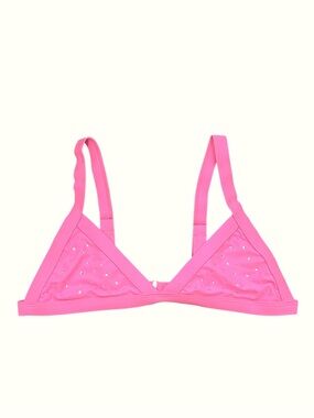 Bright Pink Triangle Bikini Top with Stud Detail